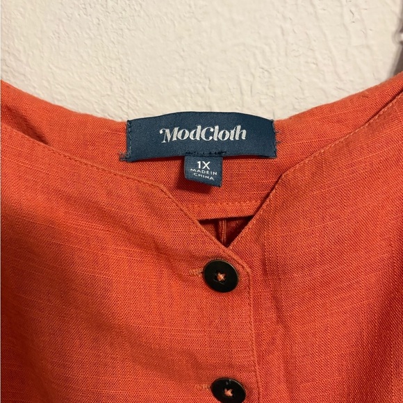 Modcloth Vibrant Orange Button-Down Jumpsuit - Picture 4 of 5